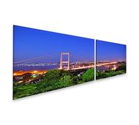 islandburner Prime Immagine su tela Vista notturna di una luce del ponte sospesa sopra la città Immagini Poster