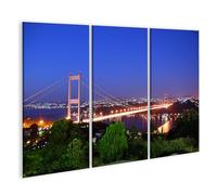 islandburner Prime Immagine su tela Vista notturna di una luce del ponte sospesa sopra la città Immagini Poster