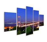 islandburner Prime Immagine su tela Vista notturna di una luce del ponte sospesa sopra la città Immagini Poster