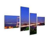 islandburner Prime Immagine su tela Vista notturna di una luce del ponte sospesa sopra la città Immagini Poster