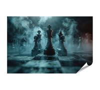 islandburner Prime Picture Poster Figure degli scacchi nella nebbia Prima di sfondo mistico Immagini Premium Stampa fotografica