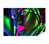 islandburner Prime, poster con viso al neon con occhi chiusi e accenti luminosi, immagini premium