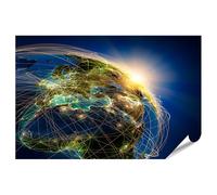 islandburner Prime Poster in rete con il mondo dell'Europa all'alba e alla comunicazione globale, 90 x 60 cm