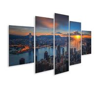islandburner Prime Quadro su Tela Alba Sopra La Città Skyline E Acqua Immagini Murali Poster