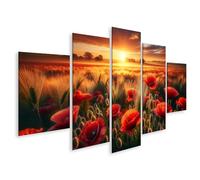 islandburner Prime Quadro su tela Alba su campo con papaveri rossi luminosi