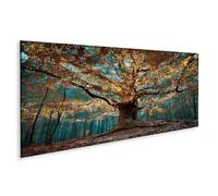 islandburner Prime Quadro su tela, albero luminoso magico nella fiaba foresta autunnale, tela 120 x 40 cm, panorama