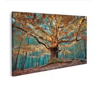 islandburner Prime Quadro su tela, albero luminoso magico nella foresta autunnale da fiaba, 100 x 57 cm