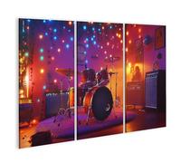 islandburner Prime Quadro su tela batteria nella sala musicale illuminata per sala musicale, amanti della musica, negozio di musica, immagini murali poster