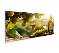 islandburner Prime Quadro su tela Bella bottiglia di vino sul tavolo sotto la vite, ideale per la cultura a tema vigneto stile di vita immagini poster