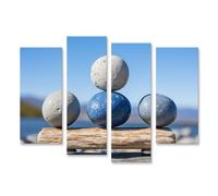 islandburner Prime Quadro su tela Bilanciamento della pietra sul lago sotto il cielo blu paesaggio - Tela 130 x 80 cm - 4 pezzi