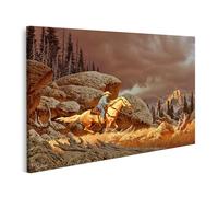 islandburner Prime Quadro su tela Cavaliere nel deserto sotto il cielo drammatico immagini murali poster