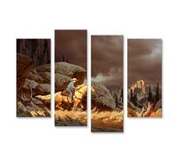 islandburner Prime Quadro su tela Cavaliere nel deserto sotto il cielo drammatico immagini murali poster