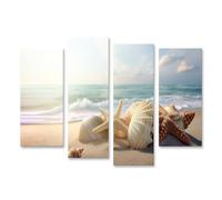 islandburner Prime Quadro su tela conchiglie e stelle marine sulla spiaggia al tramonto immagini murali poster