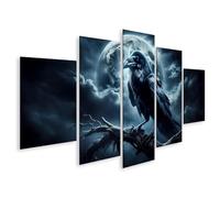 islandburner Prime Quadro su tela corvo a luna piena seduto su un ramo davanti a un cielo notturno nuvoloso immagini murali poster