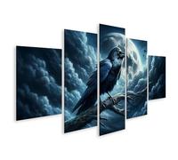 islandburner Prime Quadro su tela corvo al chiaro di luna su un ramo di notte immagini murali poster