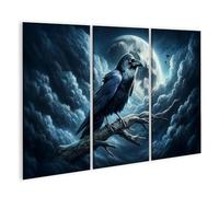 islandburner Prime Quadro su tela corvo al chiaro di luna su un ramo di notte immagini murali poster