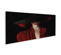 islandburner Prime Quadro su tela da donna con cappello e rosa all'ombra del silenzio - Tela 120 x 40 cm - Panorama