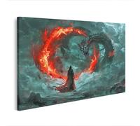 islandburner Prime Quadro su tela Drago e Mago scatenato in tempesta, 100 x 57 cm