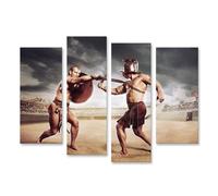 islandburner Prime Quadro su tela Due gladiatori combattono nel Colosseo Arena con spada e scudo - Tela 130 x 80 cm - 4 pezzi