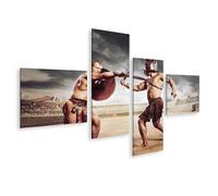 islandburner Prime Quadro su tela Due gladiatori combattono nel Colosseo Arena con spada e scudo - Tela 150 x 80 cm - 4 pezzi
