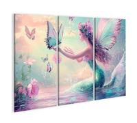 islandburner Prime Quadro su tela Fantasiosa sirena con farfalle al crepuscolo rosa per camera da letto romantico benessere spa immagini da parete poster