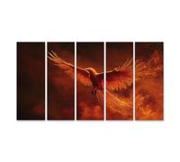 islandburner Prime Quadro su tela fenice dalle ceneri fuoco fiamme cielo magico ala uccello - tela 160 x 80 cm - 5 pezzi XXL
