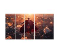 islandburner Prime Quadro su tela Heroes vola sopra la città al tramonto - Tela 160 x 80 cm - 5 pezzi XXL