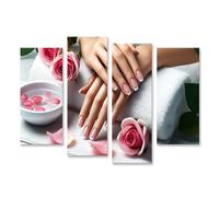 islandburner Prime Quadro su tela Mani delicatamente curate con rosa e bianco French Nails e Rose Salone Unghie Immagini Murale Poster