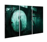 islandburner Prime Quadro su tela ombreggiata in scena nebbiosa dietro oblò - Tela 130 x 80 cm - 3 pezzi