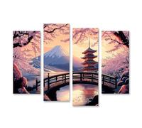islandburner Prime Quadro su tela Paesaggio giapponese con fiori di ciliegio e pagoda per soggiorno amanti del giapponese immagini giapponesi poster