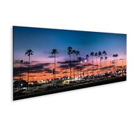 islandburner Prime Quadro su tela Palme Rosso Sera Skyline Auto Scena Panorama Cielo Immagini Murale Poster