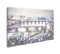 islandburner Prime Quadro su tela Praga Ponti nella nebbia mattina presto in umore invernale immagini murali poster