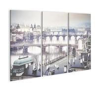 islandburner Prime Quadro su tela Praga Ponti nella nebbia mattina presto in umore invernale immagini murali poster