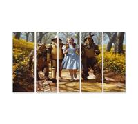 islandburner Prime Quadro su tela Quattro Amici sul sentiero del mattone giallo nel paese magico, 160 x 80 cm, 5 pezzi XXL