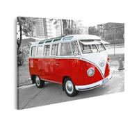 islandburner Prime Quadro su tela Red Auto Autobus in città Parcheggio Strada Retro Immagini Murali Poster