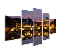 islandburner Prime Quadro su tela Roma vista serale basilica e ponte al tramonto immagini murali poster