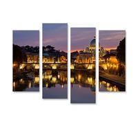 islandburner Prime Quadro su tela Roma vista serale basilica e ponte al tramonto immagini murali poster