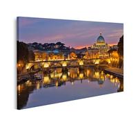 islandburner Prime Quadro su tela Roma vista serale basilica e ponte al tramonto immagini murali poster