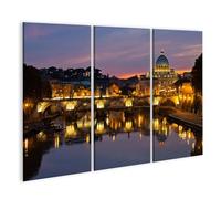 islandburner Prime Quadro su tela Roma vista serale basilica e ponte al tramonto immagini murali poster