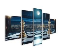 islandburner Prime Quadro su tela Scacchi sopra la città di notte immagini murali poster