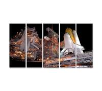 islandburner Prime Quadro su tela Space Shuttle Notte Lancio razzo Distribuzione Guidare stellato - Tela 160 x 80 cm - 5 pezzi XXL