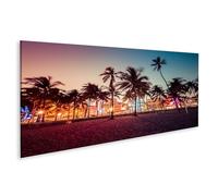 islandburner Prime Quadro su tela Spiaggia di Palma di notte Città delle luci Immagini Murali Poster