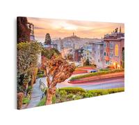 islandburner Prime Quadro su tela strada a San Francisco al tramonto con colline e case, tela 80 x 40 cm