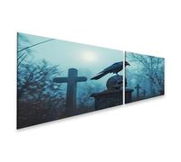 islandburner Prime Quadro su tela Testa di corvo su un cimitero nella nebbia Immagini Poster