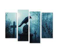 islandburner Prime Quadro su tela Testa di corvo su un cimitero nella nebbia Immagini Poster