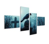 islandburner Prime Quadro su tela Testa di corvo su un cimitero nella nebbia Immagini Poster