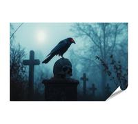 islandburner Prime XXL - Poster con testa di corvo su un cimitero nella nebbia