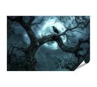 islandburner Primo Immagine Poster Corvo Al Luce Di Luna Su Albero Nella Foresta Della Notte Immagini Premium Stampa Foto
