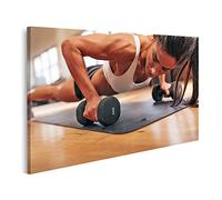 islandburner Quadri Moderni Forte Giovane Donna Facendo Push-up Esercizio con manubri. Modell Stampa su Tela Quadro EUR