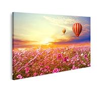 islandburner Quadri Moderni Scenario di Campo Bellissimo Fiore dell'universo e Mongolfiera su Stampa su Tela Quadro FBX